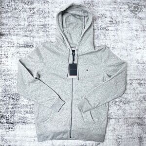 NWT Tommy Hilfiger Full Zip Hoodie‎ Sweatshirt Men's Large Heather Grey MW31492